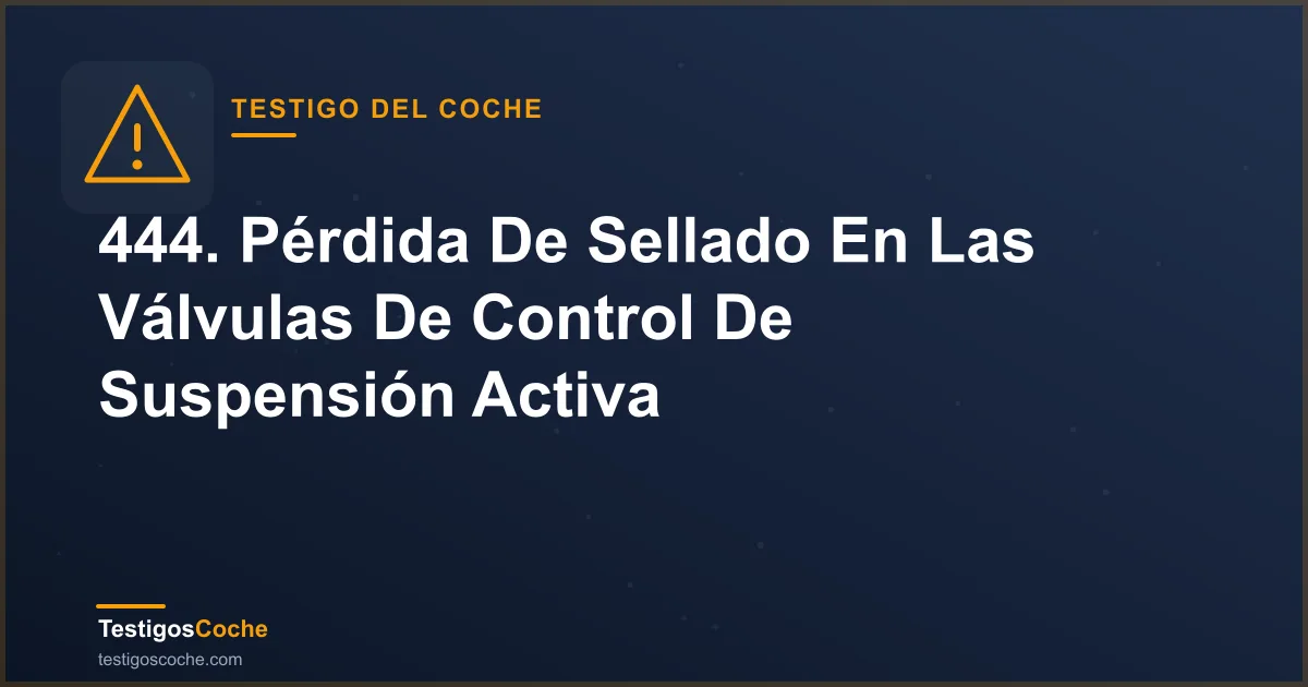 444. Pérdida De Sellado En Las Válvulas De Control De Suspensión Activa