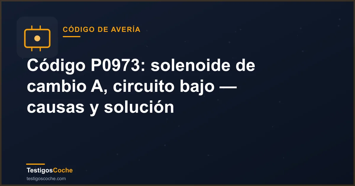 Código P0973: solenoide de cambio A, circuito bajo — causas y solución